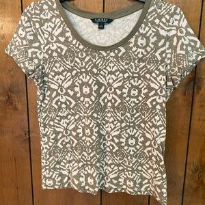 Ralph Lauren Olive and White Patterned Tee